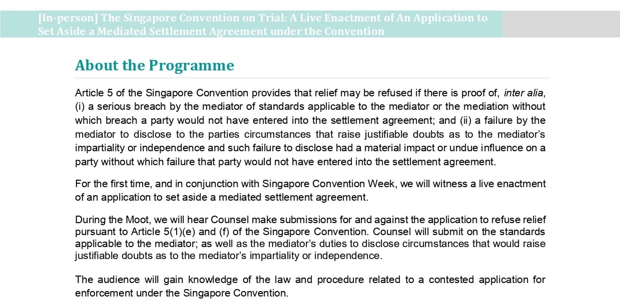 Singapore Convention on Trial 30 August 2023 Synopsis